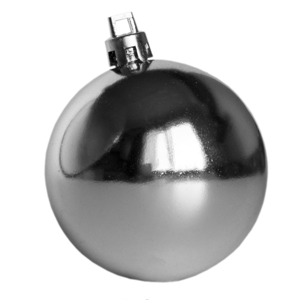 Набір ялинкових іграшок - кулі з верхівкою в коробці форми ялинки, 18 шт, D5-6 см, сріблястий, пластик, мікс (030811-1)