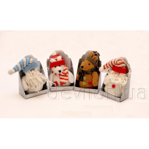 Ялинкова іграшка м'яка - Білий лось з блакитним шарфом, 14 см, білий, текстиль (000029-19)