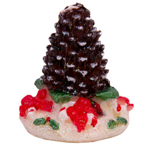 Свічка - Шишка, 7,3x7,3x9 см, червоний з білим, парафін (443062-2)