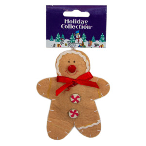 Ялинкова іграшка м'яка - Хлопчик печиво, 11 см, бежевий, текстиль (000401-5)