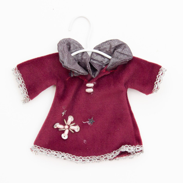 Ялинкова іграшка м'яка - Сукня, 8 см, червоний, текстиль (430161-3)