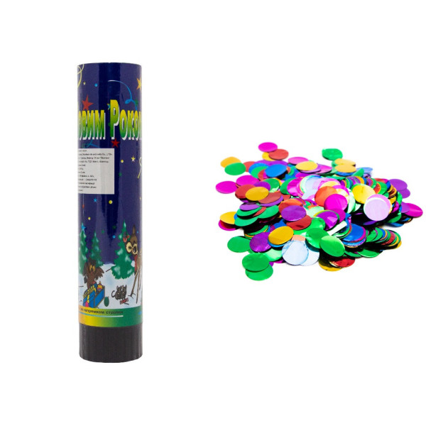 Хлопавка пружинна, 21 см, різнокольорові кружечки з фольги (400393)