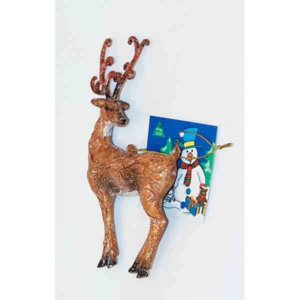 Новорічна ялинкова іграшка - фігурка Олень, 15,5 см, коричневий, пластик (190040)