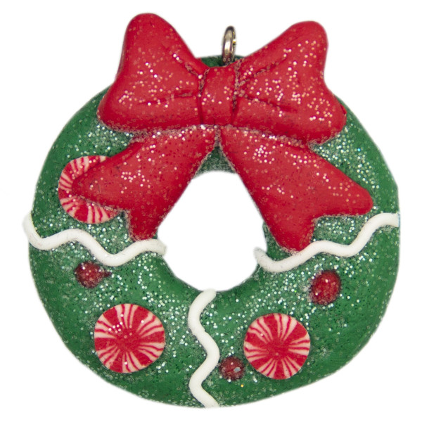 Новорічна ялинкова іграшка - фігурка Вінок, 6 см, зелений, пластик (001040-7)