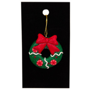 Новорічна ялинкова іграшка - фігурка Вінок, 6 см, зелений, пластик (001040-7)