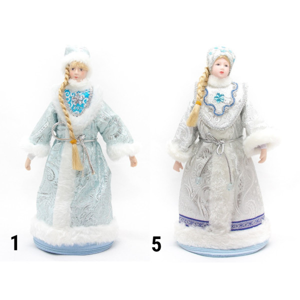 Новорічна сувенірна фігурка Снігуронька, 28 см, бірюзова, пластик, поліестер (180486-1)