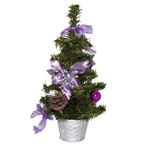Ялинка прикрашена, 30 см, фіолетово-золота (470952-6)