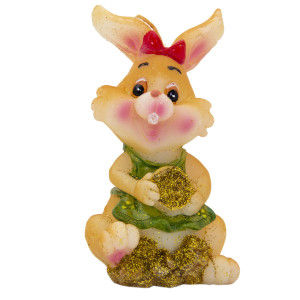 Свічка - Кролик з монетами салатовий, 10x8x6 см, бежевий, парафін (440153-3)