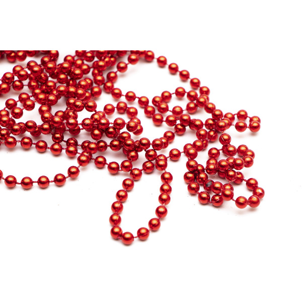 Намисто на ялинку, пластик 6мм/15м, червоний (890117)