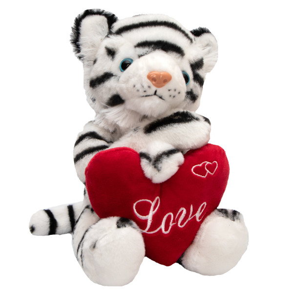 М'яка іграшка - тигреня з серцем, 22 см, білий, плюш (395773)