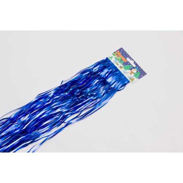 Новорічна прикраса - дощик хвилястий, 150x24 см, ПВХ, синій (ГДВ-240/1,5-4)