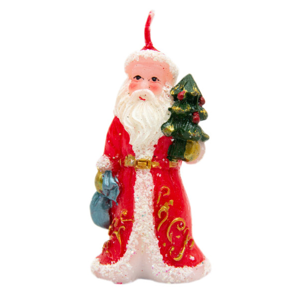 Свічка - Санта (Дід Мороз) з ялинкою, 7,5 см, червоний з білим, парафін (790678-5)