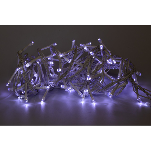 Світлодіодна гірлянда, 5 м, 100 л, 8 режимів, холодний білий, IP44 (040483)