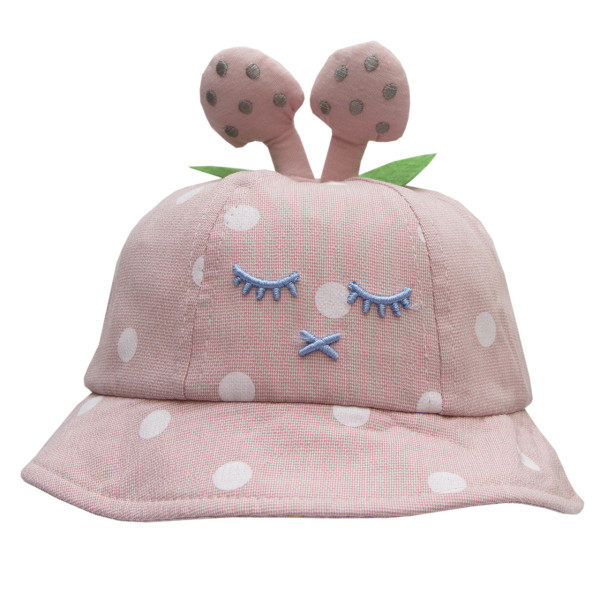 Панама дитяча з грибочками, рожева, 48-53 см, 3-6 років, бавовна (517816)