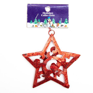 Ялинкова іграшка на підвісці - Червона зірка, 10 см, червоний, метал (000722-2)