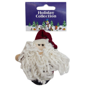 Ялинкова іграшка м'яка - Санта (Дід Мороз) у вишневій кофті, 9 см, білий із бордовим, текстиль (000258-3)