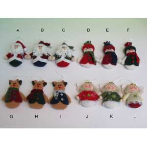 Ялинкова іграшка м'яка - Санта (Дід Мороз) у вишневій кофті, 9 см, білий із бордовим, текстиль (000258-3)