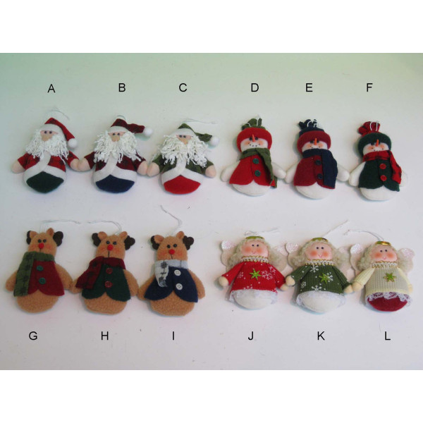 Ялинкова іграшка м'яка - Санта (Дід Мороз) у вишневій кофті, 9 см, білий із бордовим, текстиль (000258-3)