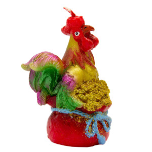 Свічка - Півник, 7,2x4,7x9,6 см, червоний з золотистим, парафін (792139-1)