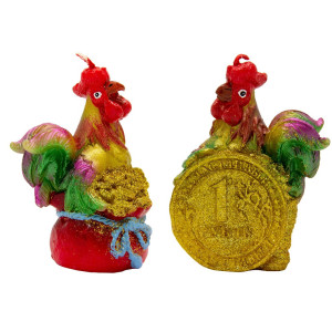 Свічка - Півник, 7,2x4,7x9,6 см, червоний з золотистим, парафін (792139-1)