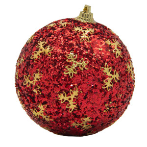 Ялинкова іграшка - куля, D 8,5 см, червона, пінопласт, пластик (661480-2)