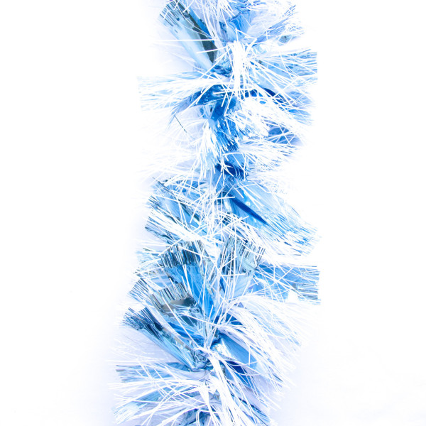 Новорічна прикраса - мішура, 200x12 см, ПВХ, біло-блакитна (ГЛ-120/2/1-1)