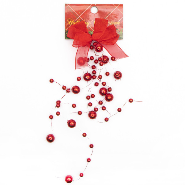 Новорічна прикраса - підвіска гроно, 20 см, червоний, пластик (001279-3)
