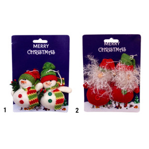 Набір ялинкових іграшок - Санта (Дід Мороз), 2 шт, 9 см, червоний, текстиль (000340-2)