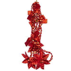 Намисто на ялинку з прикрасами в квадрати, 2,7 м, червоний, пластик (472123-16)