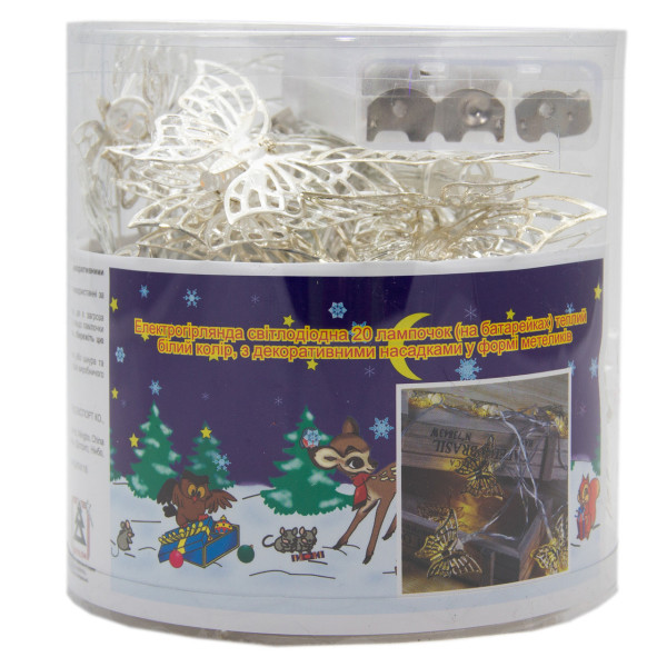 Світлодіодна гірлянда-нить - зірки, 4 м, 20 л, 3AA батарейки, теплий білий, IP20 (652402)