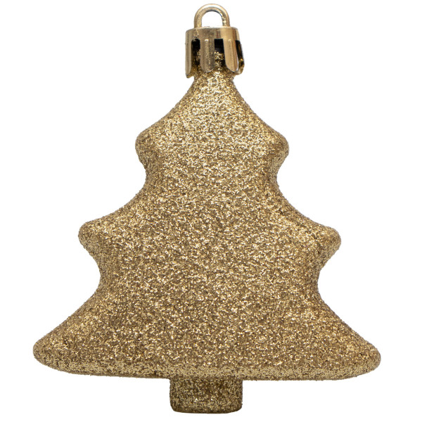 Набір ялинкових іграшок - Ялиночка, 6 шт, 7 см, золотистий, пластик, мікс (891473)
