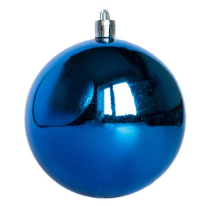 Набір ялинкових іграшок - кулі, 6 шт, D8 см, синій, глянець, пластик (890841)