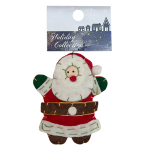 Ялинкова іграшка м'яка - Санта (Дід Мороз) з піднятими руками, 10 см, білий з червоним, текстиль (000166-7)