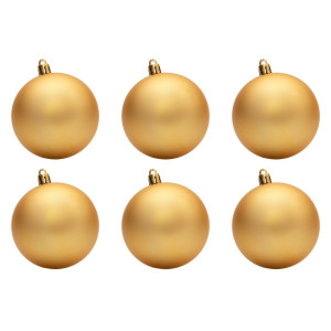 Набір ялинкових іграшок - кулі, 6 шт, D8 см, золотистий, матовий, пластик (890780)