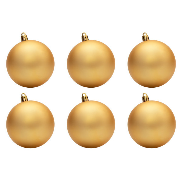 Набір ялинкових іграшок - кулі, 6 шт, D8 см, золотистий, матовий, пластик (890780)