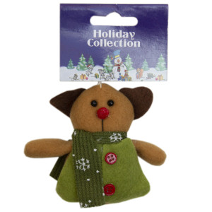 Ялинкова іграшка м'яка - Зелений олень, 9 см, коричневий із зеленим, текстиль (000388-1)