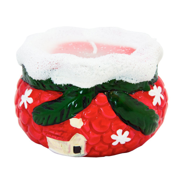 Підсвічник - Шишка зі свічкою, 7,6x7x5 см, червоний, кераміка (442584-2)