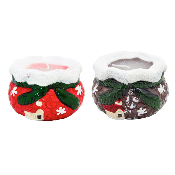 Підсвічник - Шишка зі свічкою, 7,6x7x5 см, червоний, кераміка (442584-2)