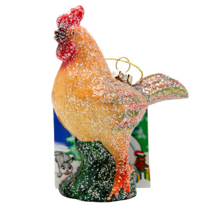 Новорічна ялинкова іграшка - фігурка Півень, 11 см, жовтий, пластик (190194)