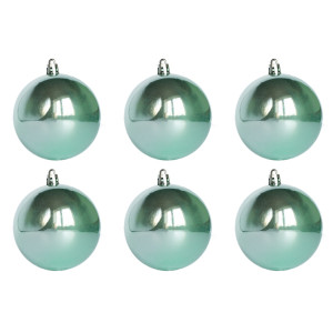 Набір ялинкових іграшок - кулі, 6 шт, D8 см, м'ятний, перламутровий, пластик (891282)