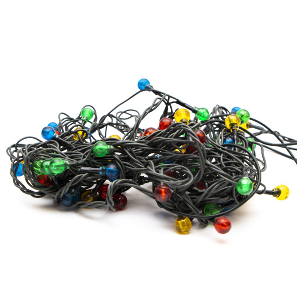 Гірлянда з лампочками розжарювання - кульки, 10 м, 100 л, 8 режимів, різнокольоровий, IP20 (350612)