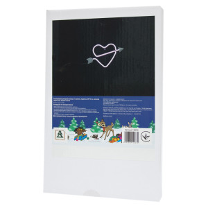 Неоновий світильник настінно-стельовий нічник - Серце зі стрілою, рожевий, 25x15 см, 3AA (140670)