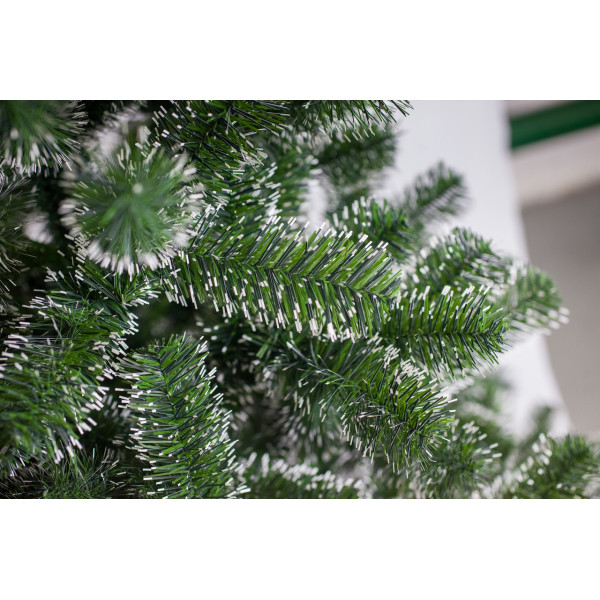 Ялинка штучна - Феліція, 210 см, з 2 частин, металева ніжка, ялинка, зелений з білим, ПВХ (МФ-210)