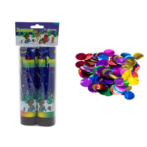 Хлопавка пружинна, 21 см, 2 шт в наборі, різнокольорові кружечки з фольги (400133)