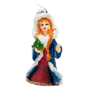 Свічка - Снігуронька, 14,2 см, синій з білим, парафін (790593)