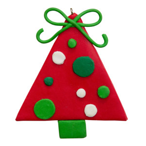 Новорічна ялинкова іграшка - фігурка Ялинка, 8 см, червоний, полірезин (000661-1)