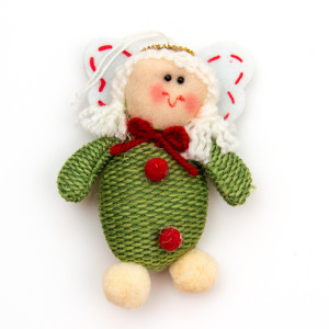 М'яка новорічна фігурка Янголятко, 8,5 см, зелений, текстиль (180110-3)