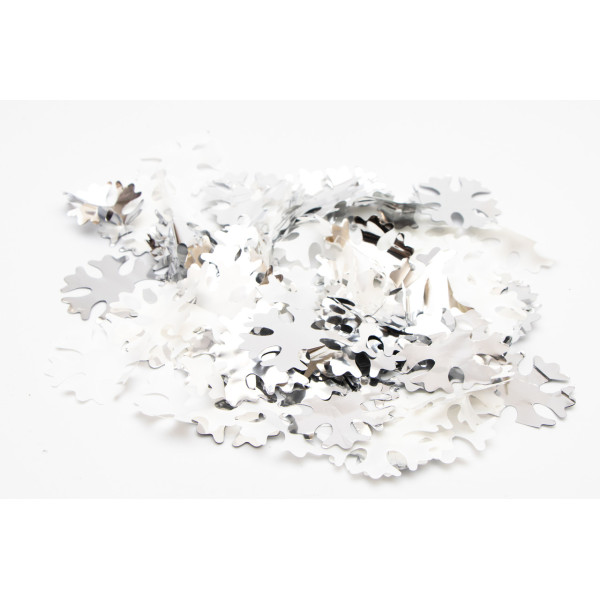 Хлопавка пневматична, 38,5 см, білі та сріблясті сніжинки з фольги (401062)