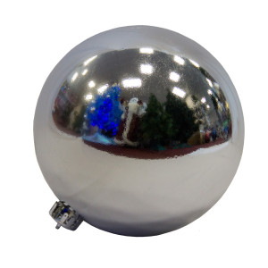 Ялинкова іграшка - куля, D15 см, срібляста, глянець, пластик (033867)