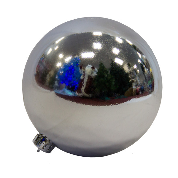 Ялинкова іграшка - куля, D15 см, срібляста, глянець, пластик (033867)